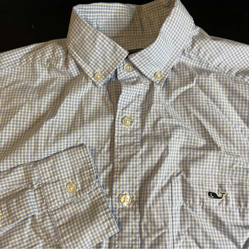 Vineyard Vines Men’s Small Blue White Check Classic Fit Tucker Button Down Shirt